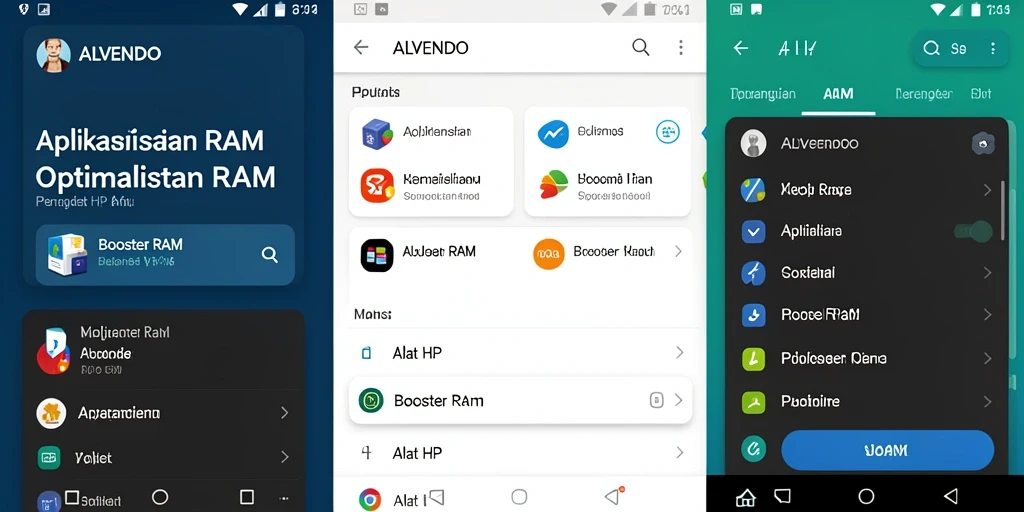 Screenshot ALVENDO menampilkan antarmuka pembersihan RAM yang intuitif.