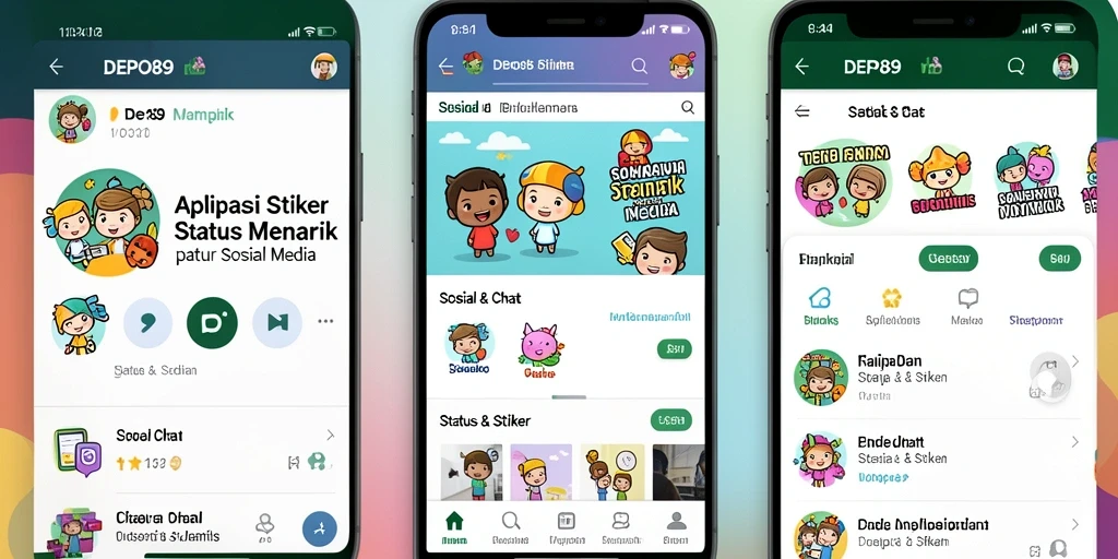 Tampilan antarmuka DEPO89 yang user-friendly dan menarik untuk Status & Stiker.