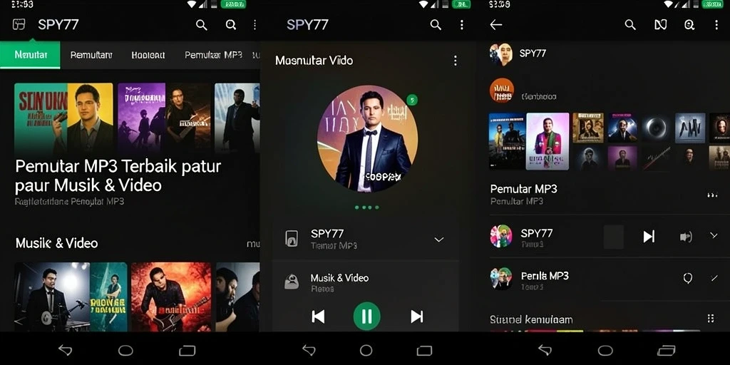 Tampilan antarmuka SPY77 yang mudah digunakan untuk Pemutar MP3.