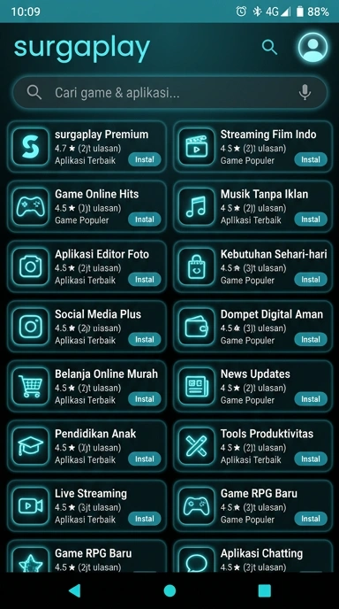 Tampilan katalog aplikasi surgaplay