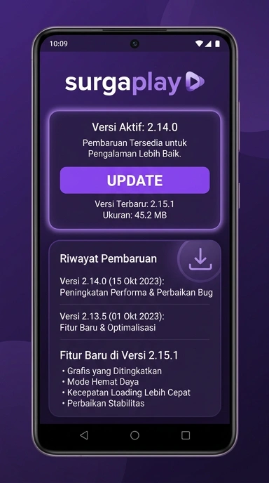 Tampilan riwayat versi surgaplay